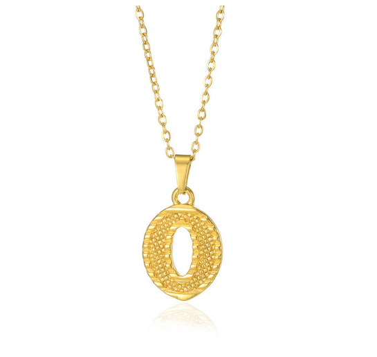 Stainless Steel Capital Initial Letter Necklaces For Women A-Z Alphabet Pendant Necklace O