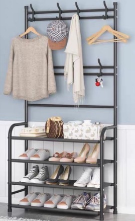 Multifunctional Shoe Rack Organizer Simple Floor Coat Rack Shoe Hat Rack 4 Layer