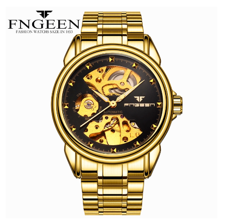 FNGEEN 8818 Men's Automatic Mechanical Watch GOLD BLACK