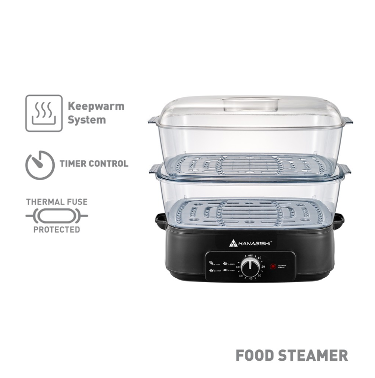 Hanabishi Food Steamer HFS85 24L Double Layer with FREE plastic container