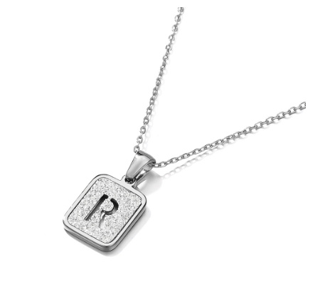 St. Kunkka 316L Stainless Steel Hollow A-Z Letter Pendant Necklace for Gift and Birthday Gift  R