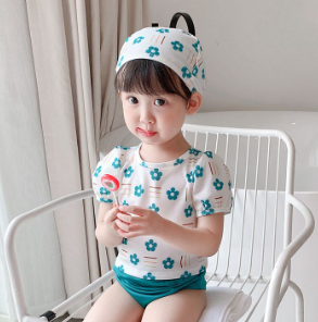 Swimsuit Children Girls Cute Baby Split Hot Spring Three-Piece Suit Free Hat