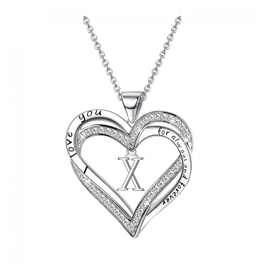 Clever Jewelry Letters Necklace A to Z Initial Heart Pendant Necklace Heart Necklace for Women Gift X