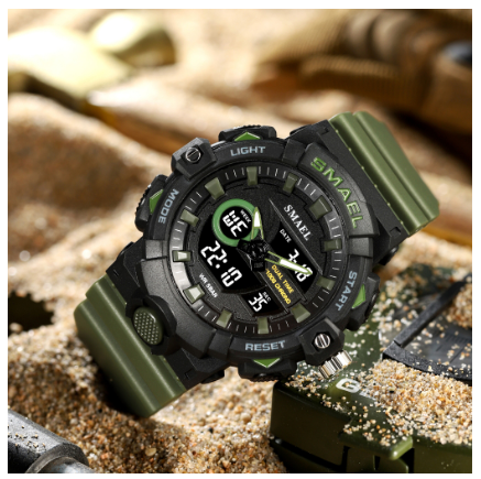 SMAEL Men's Quartz Shockproof Watch Outdoor Sports Multifunctional Military Wrist Watch Waterproof LED Alarm Stopwatch lmported m1