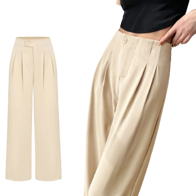 Lovito Women Casual Plain Button Pocket Pants L65ED078 (Apricot)