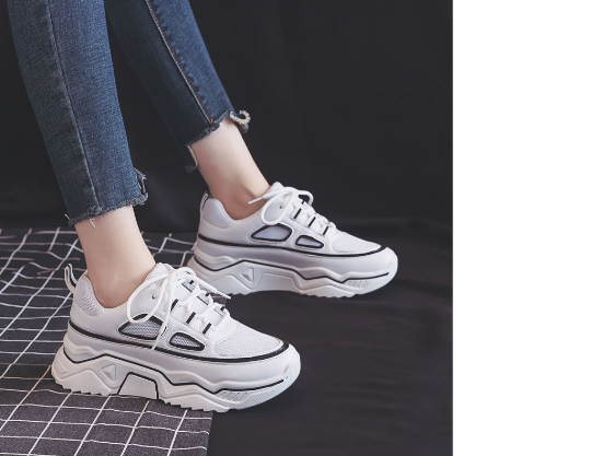 Korean Women's Fashion White Shoes Casual Low-Top Rubber Shoes