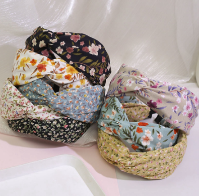 Korean Floral Cross Knotted Headband Fashion Simple Wide-brimmed Hairband Woman Hair Accessories