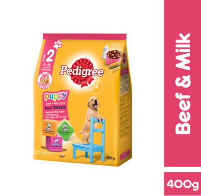 PEDIGREE Puppy Dog Food NutriDefense - Dry Puppy Food in Beef and Milk Flavor, 400g.