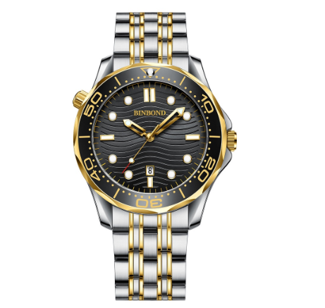 Binbond Men Business Steel Band Quartz Watch Rotating Dial Waterproof Unique Watch Men M1