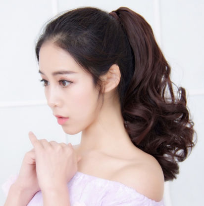 Aurora Wig Ponytail Female Mid-Length Fake Ponytail Clip-on Curls Ponytail Pear Curly Hair