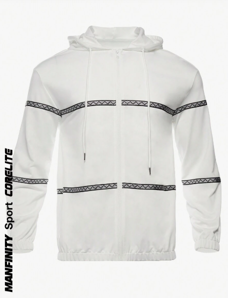 Manfinity Sport Corelite Men's Geometric Pattern Drawstring Sports Jacket Workout Tops