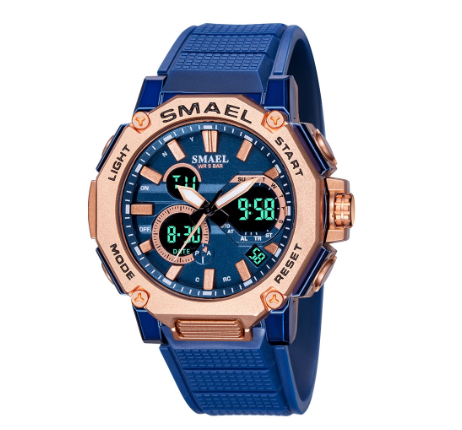 Smael 8047 Sports Quartz Watch Male Clock 50M Waterproof Stopwatch LED Backlight Multifunction Chronograph M4
