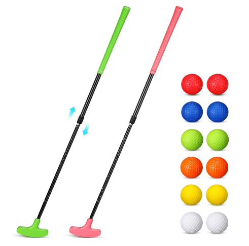 2 Pack Golf Putters Golf Putters for Men and Women with 12 Golf Balls Two Way Mini Golf Putters Adjustable Golf Putter for Right or Left Handed Golfers Golf Club Set for Kids Teenagers Adults