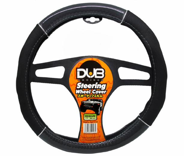 Dub Steering Wheel Cover AN8902 (Black/Grey) for Toyota, Mitsubishi, Honda, Hyundai, Ford