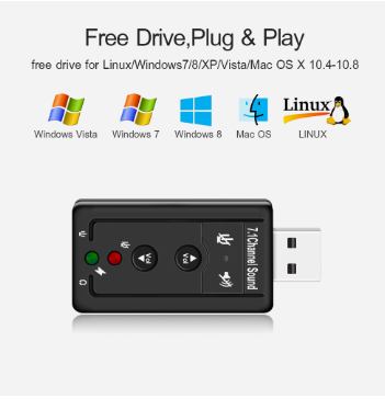 Goojodoq 7.1 External USB To Jack 3.5mm Headphone Audio Adapter