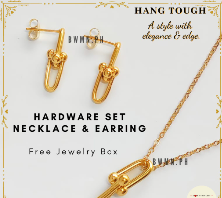 Hardware Stainless 2in1 Necklace & Earring Set FREE BOX Non Tarnish Non Rust Women's Jewelry