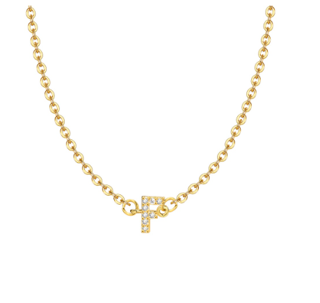 Vnox Initial Choker 18K Gold Letter A-Z Pendant Necklace Accessories for Women P