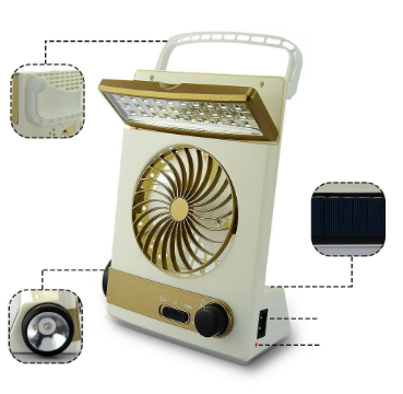 Portable Rechargeable Solar Emergency Camping Tent Fan Flash