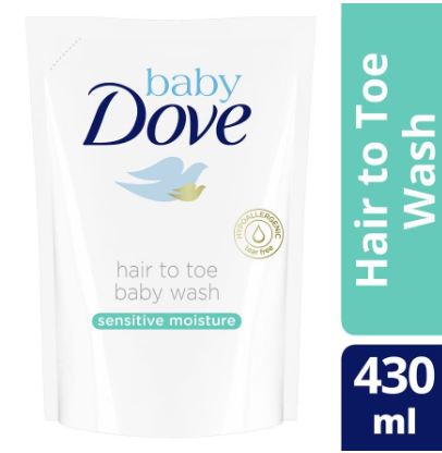Baby Dove Hair to Toe Wash Sensitive Moisture 430ml Refill for Sensitive Skin