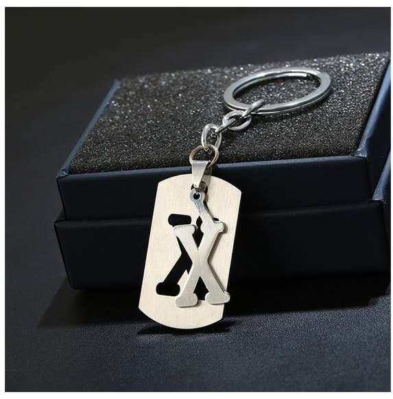 Stainless Steel 26 Letters Keychain Women Men Backpack Purse Charms Metal A To Z Alphabet Pendant With Key Holder For Couple X