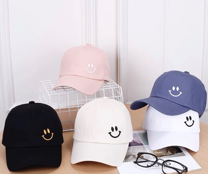 LSJ Smiley Korean Baseball Cap Unisex Cotton For Men And Women