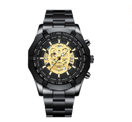 Original Luxury Fashion Casual Luxury Stainless Steel Luminous Calendar Waterproof Skull Hollow Watch Men's Watch M2