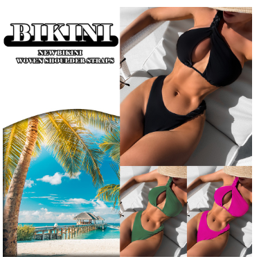 Stylish Women's Separate Swimsuit High Elastic Lace-up Bathing Suit For Pool Party