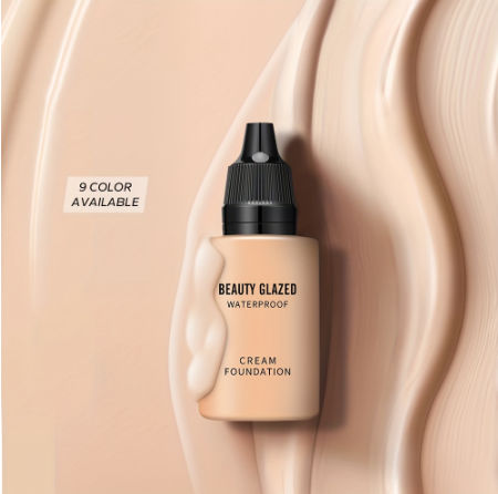 Beauty Glazed 9 Colors Dark Liquid Foundation Matte Full Coverage Light Oil Control Long-wear Natural Flawless Concealer Foundation Multi-purpose With Blue Thumb Puff