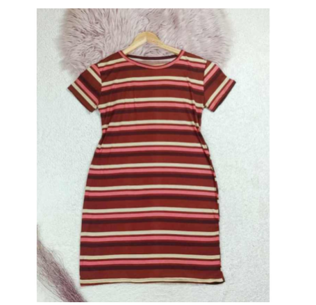 Maternity Taytay Supplier Maternity Dress Casual Tshirt Dress (Stripes) MD6