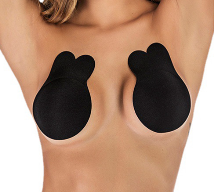Casual Plain Self Adhesive Silicon Bra Reusable Invisible Breast Nipple Cover (Black/Skin Color)
