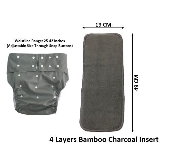 Philippine Made Washable Reusable Adult Cloth Diaper With 1 Piece 4 Layers Bamboo Charcoal Insert AD3