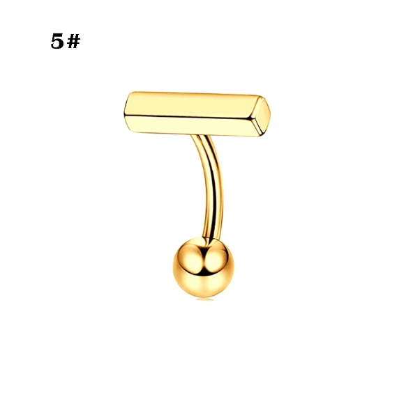 Gold Belly Button Ring with Diamonds and Zirconia Belly Button Clasp Piercing Belly Button Nail