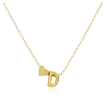 Necklace 26 Letter Pendant Necklace Women Peach Heart Shaped Clavicle Chain Necklace Accessories D