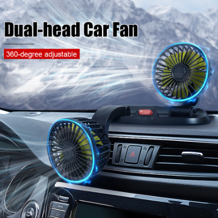 Car Fan 5V USB Car Electric Fan Double Headed Vehicle Fan Cooling Air Truck
