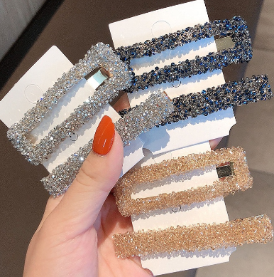 Korean Style Retro Simple Square Rhinestone Hairpin Temperament Liu Haibian Clip Female Fashion Accessories