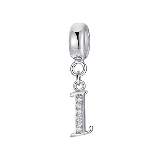 26 English Letter Pendants Suitable For Pandora Bracelet DIY Necklace 925 Silver-Plated Charm Simple Fashion Jewelry Pendant I