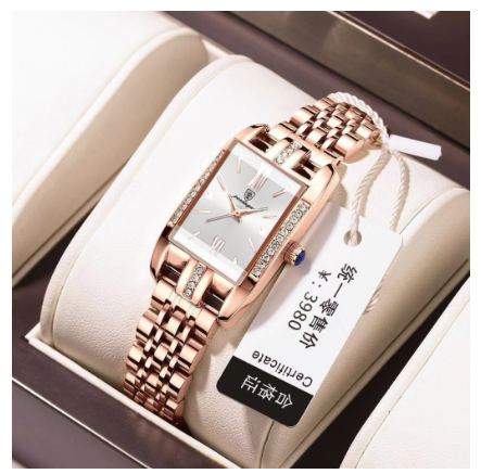 POEDAGAR watch for women waterproof original 2023 new fashion luxury diamond dial square quartz stainless steel Watch WHITE