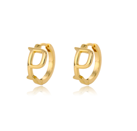 Kaijiang Anting-anting Initial Letter Hoop Earrings For Women A-Z Letter Piercing Stainless Steel Earring Korean Fashion Jewelry P