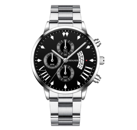 Luxury Men Stainless Steel Quartz Watch Business Casual Calendar Wrist Watch 09