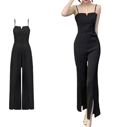 Lovito Women Elegant Plain Split Jumpsuit L80ED349