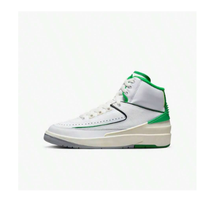 Nike Jordan White & Green AJ2 High-Top Retro Basketball Shoes For Kids