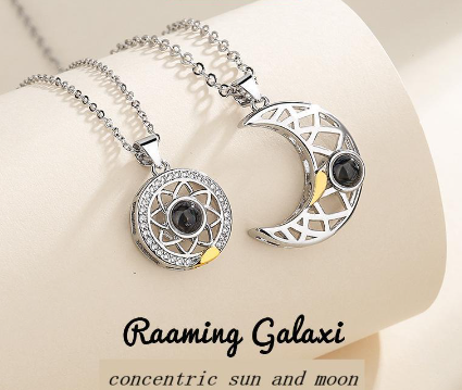 Fashionable Couples Sun and Moon Combined Constellation Simple Pendant Necklace Hypoallergenic