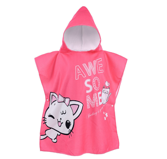 Children Bath Towel Cartoon Printed Baby Can Wear Hooded Bathrobe Beach Swimming Windproof Quick-Drying Cloak Kids Beach Towels T18