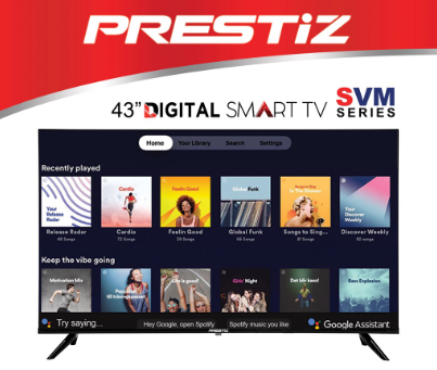 Prestiz 43" Android 11 Smart TV Free Air Mouse, Voice Control Google Assistant [ 43IFA01SVM ]Prestiz 43" Android 11 Smart TV Free Air Mouse, Voice Control Google Assistant  43IFA01SVM