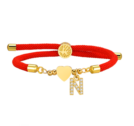 Vnox Zircon Cubic A-Z Initial Letter Women Bracelet Tree of Life Adjustable Red Rope Bracelet for Women Jewelry Gift N