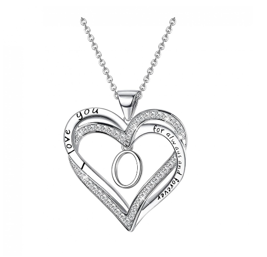 Clever Jewelry Letters Necklace A to Z Initial Heart Pendant Necklace Heart Necklace for Women Gift O