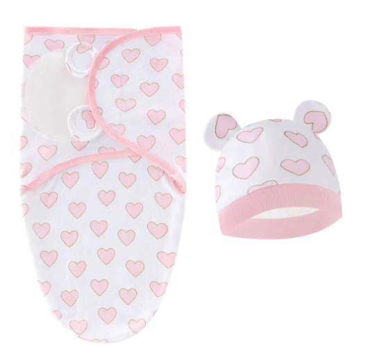 Newborn Baby Muslin Swaddle Blanket Hat Set Swaddle Bedding Wrap Blanket Baby Swaddling S44