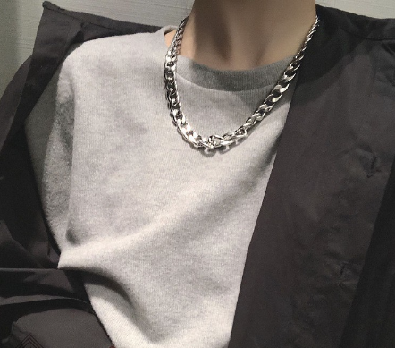 D&M Jewelry Silver Necklace Non Tarnish Stainless fashion Hip hop Necklace for Men 20inches