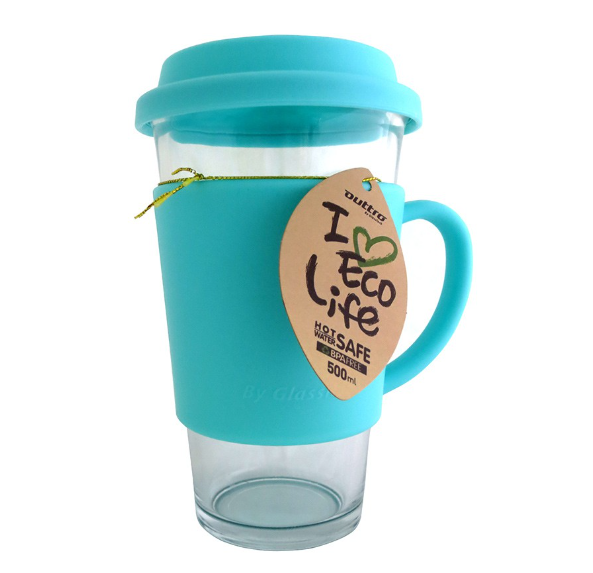 Glasslock Tumbler Type Glass with Handle 500ml (RCH106BLU)