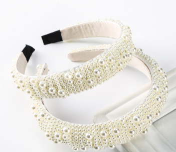Korean Full Pearl Padded Headband Woman Wide-Brim Sponge Hair Band Wedding Hair Accessories